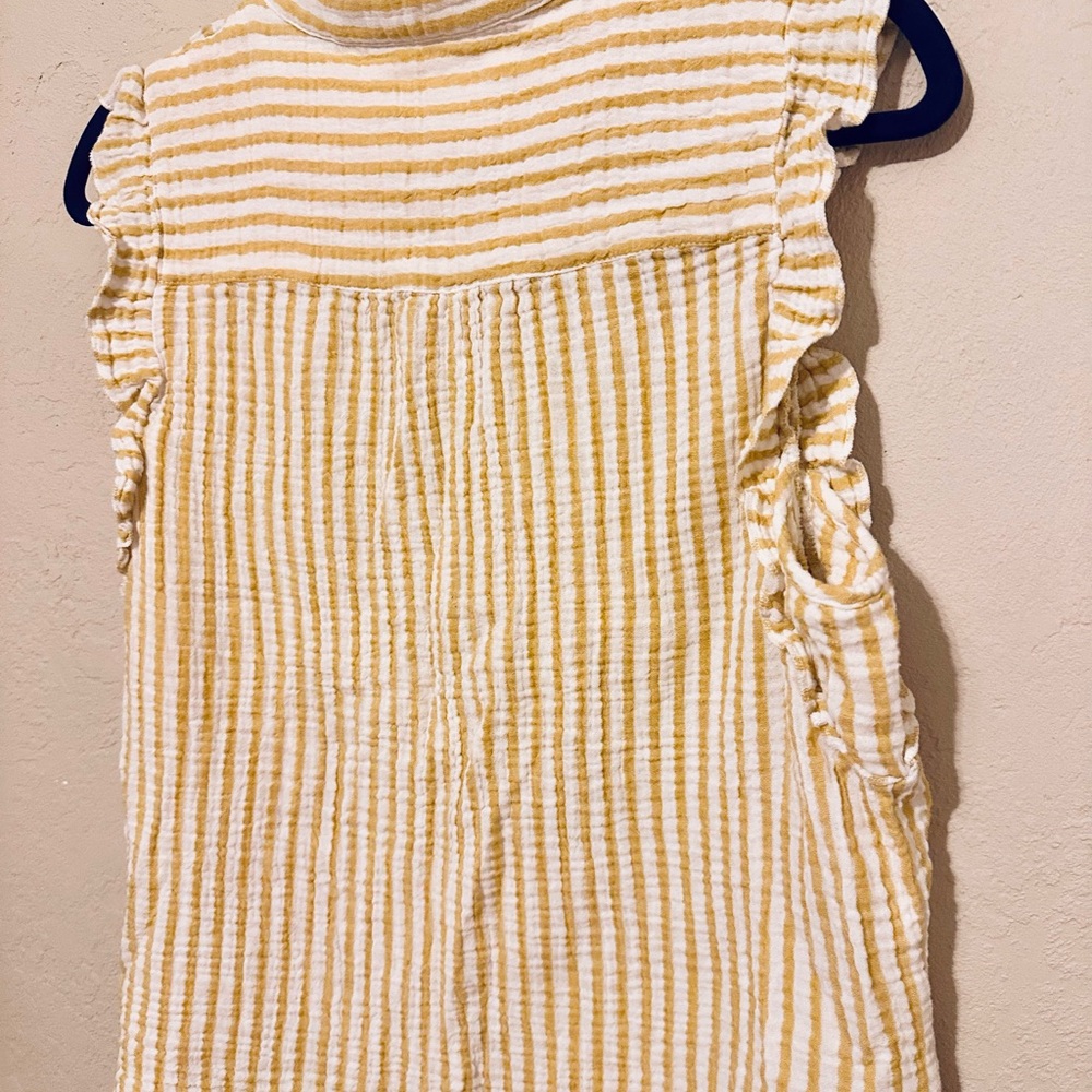 Kut from the Kloth Large Yellow and White Striped Ruffle Sleeve Button-Front Top - Picture 9 of 9